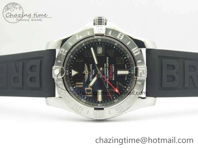 Avenger GMT A32390 SS GF 1:1 Best Edition Black Dial On Rubber Strap A2836