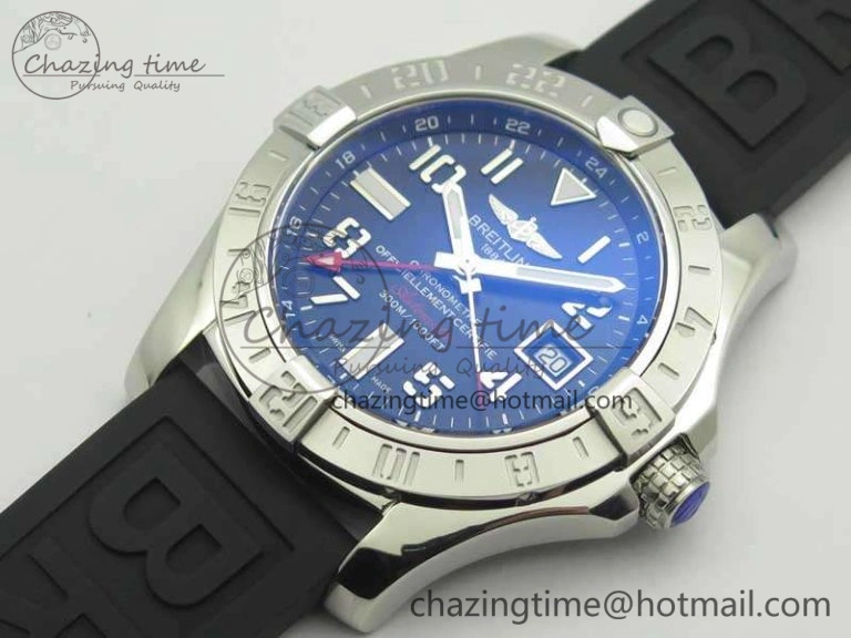 Avenger GMT A32390 SS GF 1:1 Best Edition Black Dial On Rubber Strap A2836