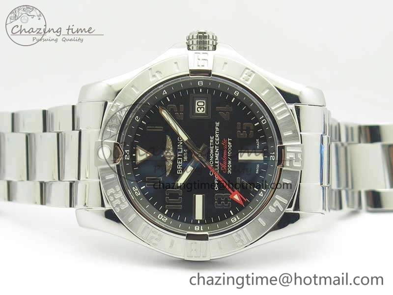 Avenger GMT A32390 SS GF 1:1 Best Edition Black Dial On SS Bracelet A2836