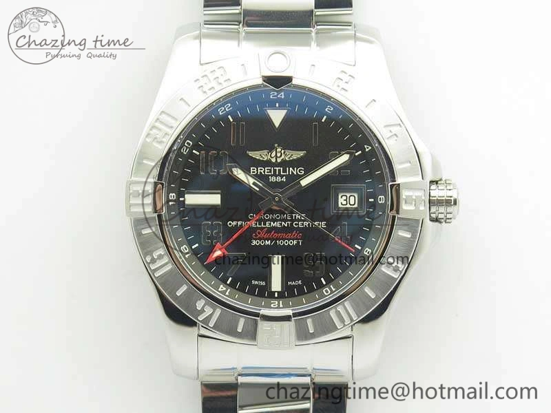 Avenger GMT A32390 SS GF 1:1 Best Edition Black Dial On SS Bracelet A2836