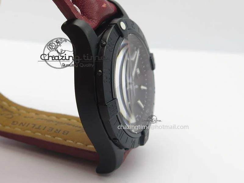 Avenger GMT DLC Black Stick Marker Textured Dial Black Inner Bezel On Leather Strap A2836