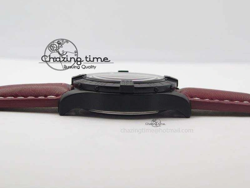 Avenger GMT DLC Black Stick Marker Textured Dial Black Inner Bezel On Leather Strap A2836