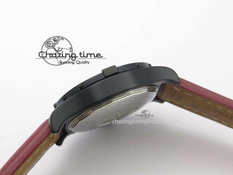 Avenger GMT DLC Black Stick Marker Textured Dial Red Inner Bezel On Leather Strap A2836