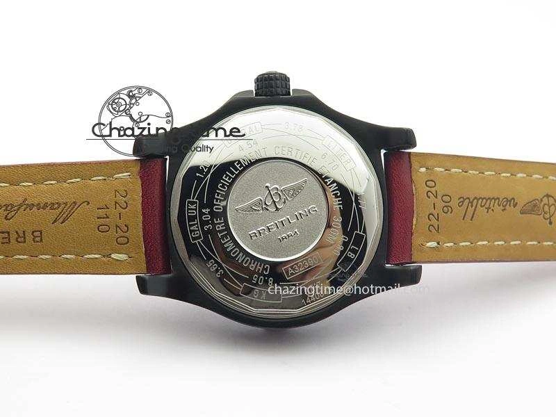 Avenger GMT DLC Black Stick Marker Textured Dial Red Inner Bezel On Leather Strap A2836