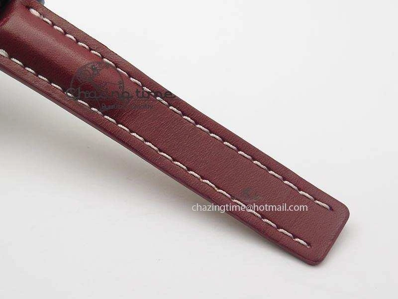 Avenger GMT DLC Black Stick Marker Textured Dial Red Inner Bezel On Leather Strap A2836