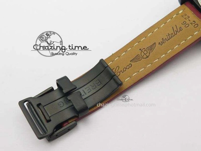 Avenger GMT DLC Black Stick Marker Textured Dial Red Inner Bezel On Leather Strap A2836