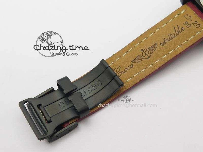 Avenger GMT DLC Black Stick Marker Textured Dial Red Inner Bezel On Leather Strap A2836