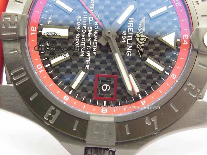 Avenger GMT DLC GF Best Edition Black Forged Carbon Dial On Red Rubber Strap A2836