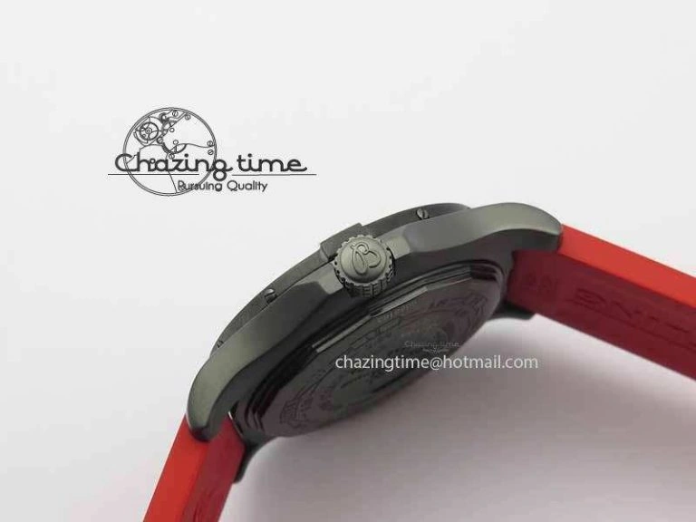 Avenger GMT DLC GF Best Edition Black Forged Carbon Dial On Red Rubber Strap A2836