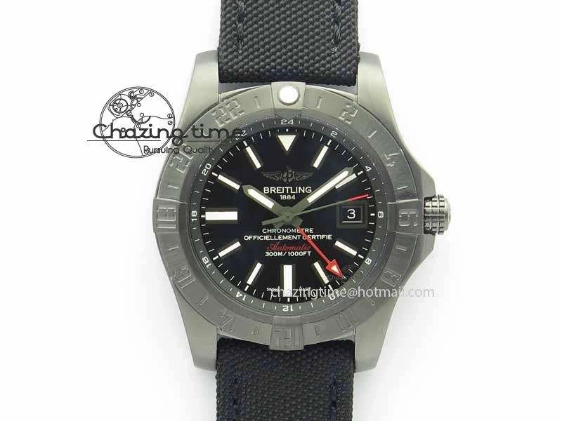 Avenger GMT DLC GF Best Edition Black Sticks Marker Dial On Nylon Strap A2836