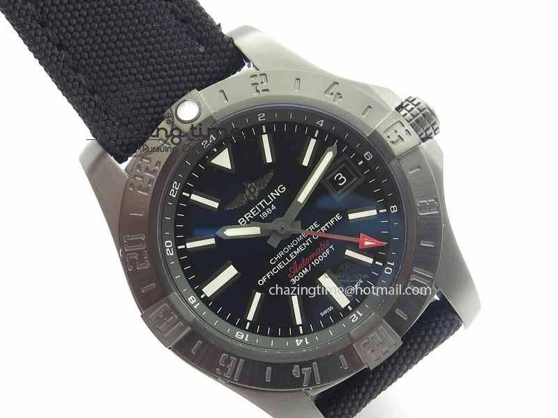 Avenger GMT DLC GF Best Edition Black Sticks Marker Dial On Nylon Strap A2836