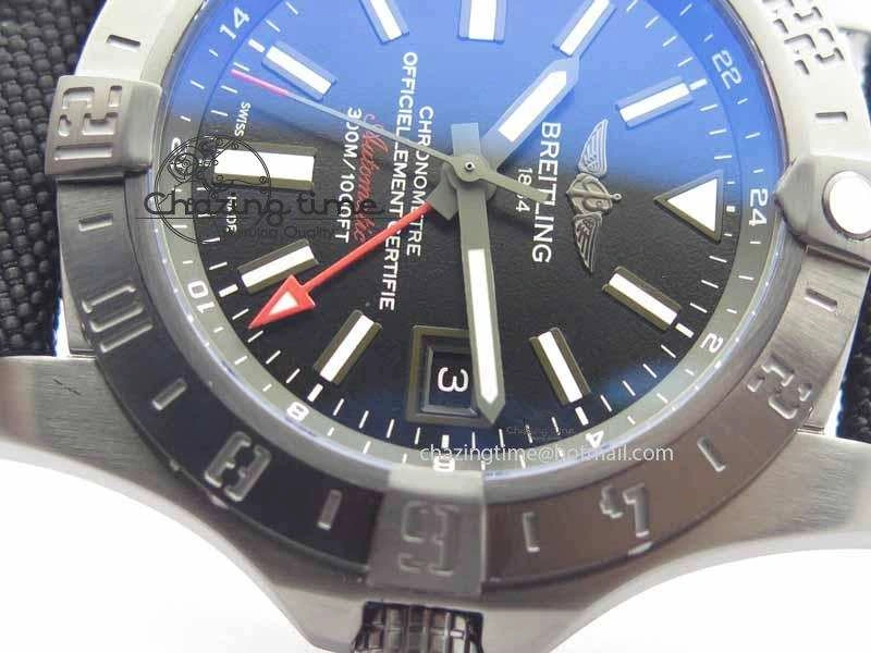 Avenger GMT DLC GF Best Edition Black Sticks Marker Dial On Nylon Strap A2836