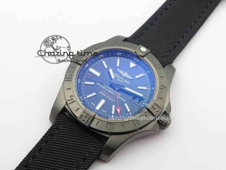 Avenger GMT DLC GF Best Edition Black Sticks Marker Dial On Nylon Strap A2836