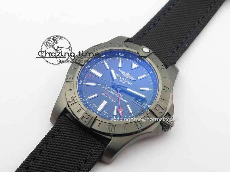 Avenger GMT DLC GF Best Edition Black Sticks Marker Dial On Nylon Strap A2836