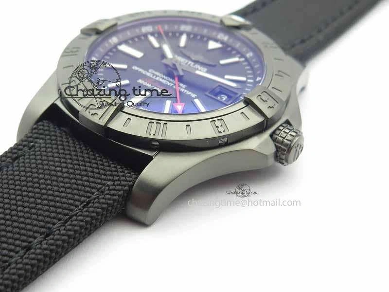Avenger GMT DLC GF Best Edition Black Sticks Marker Dial On Nylon Strap A2836