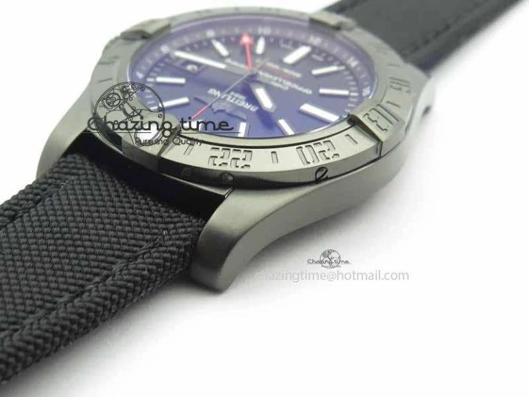 Avenger GMT DLC GF Best Edition Black Sticks Marker Dial On Nylon Strap A2836