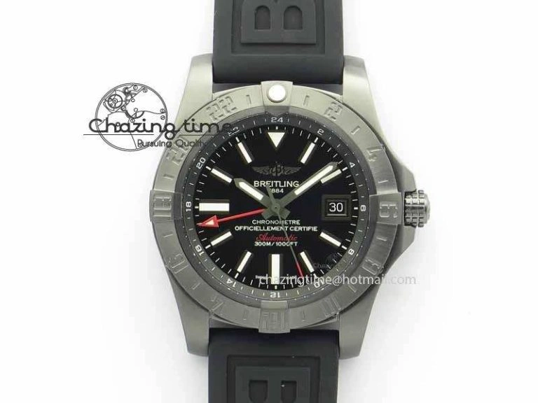 Avenger GMT DLC GF Best Edition Black Sticks Marker Dial On Rubber Strap A2836