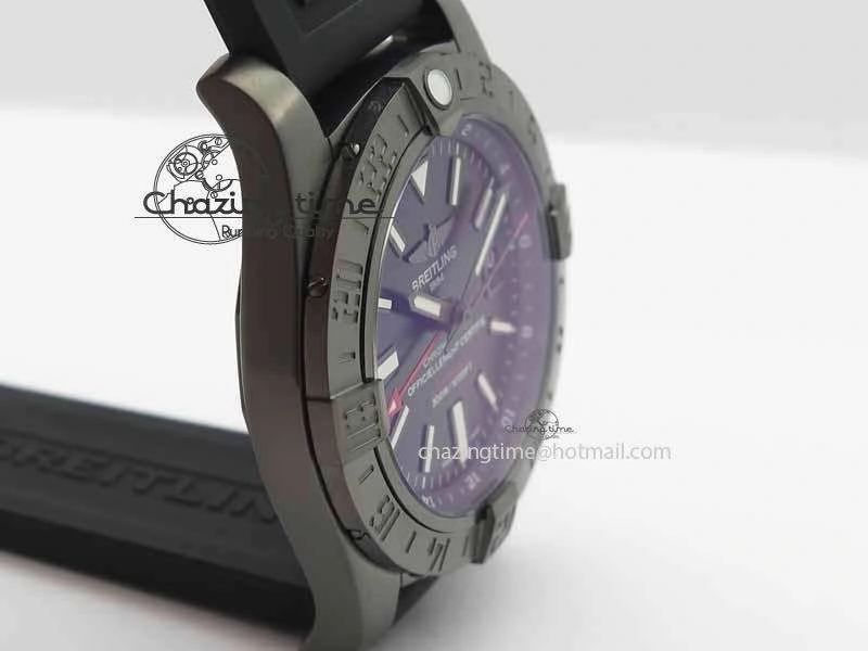 Avenger GMT DLC GF Best Edition Black Sticks Marker Dial On Rubber Strap A2836