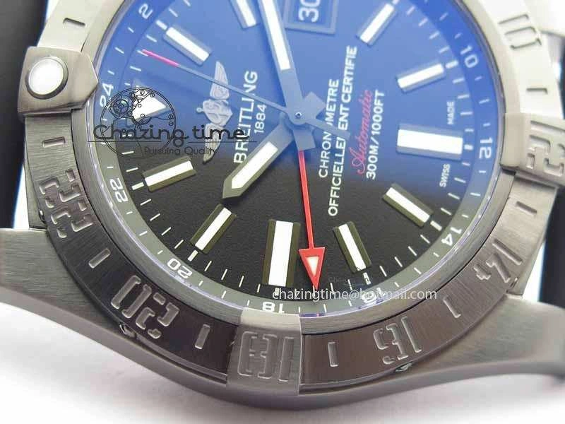 Avenger GMT DLC GF Best Edition Black Sticks Marker Dial On Rubber Strap A2836
