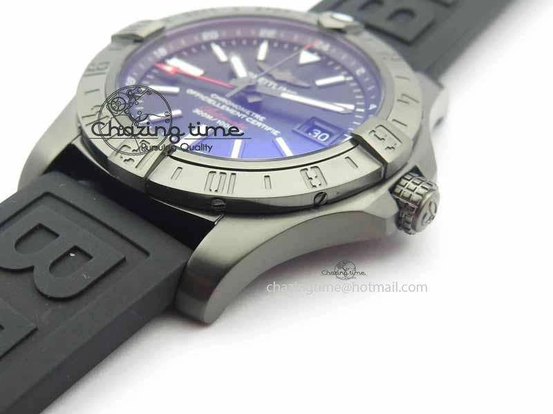 Avenger GMT DLC GF Best Edition Black Sticks Marker Dial On Rubber Strap A2836