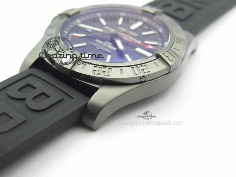 Avenger GMT DLC GF Best Edition Black Sticks Marker Dial On Rubber Strap A2836