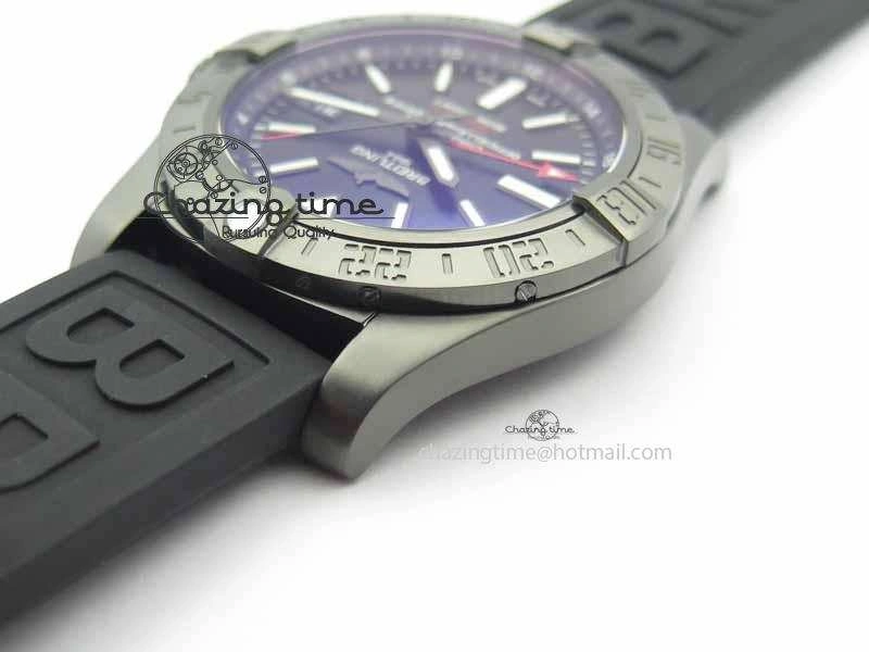 Avenger GMT DLC GF Best Edition Black Sticks Marker Dial On Rubber Strap A2836