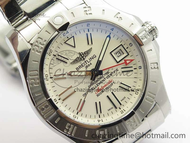 Avenger GMT SS GF 1-1 Best Edition White Sticks Marker Dial On SS Bracelet A2836