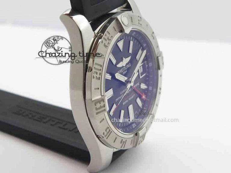 Avenger GMT SS GF 1:1 Best Edition Black Sticks Marker Dial On Rubber Strap A2836