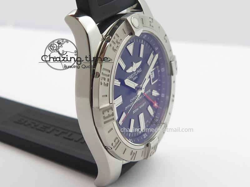 Avenger GMT SS GF 1:1 Best Edition Black Sticks Marker Dial On Rubber Strap A2836