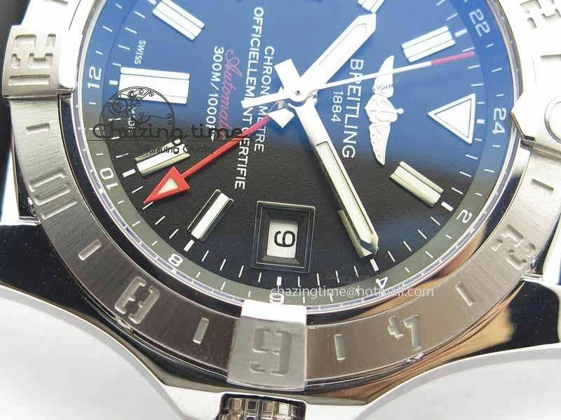 Avenger GMT SS GF 1:1 Best Edition Black Sticks Marker Dial On Rubber Strap A2836