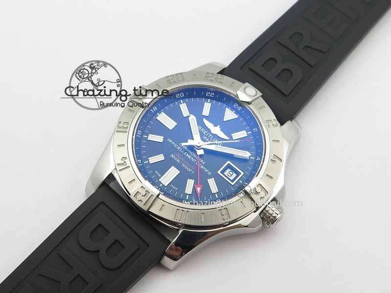 Avenger GMT SS GF 1:1 Best Edition Black Sticks Marker Dial On Rubber Strap A2836