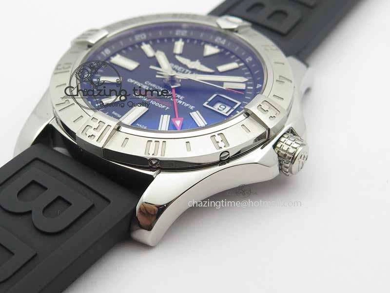 Avenger GMT SS GF 1:1 Best Edition Black Sticks Marker Dial On Rubber Strap A2836