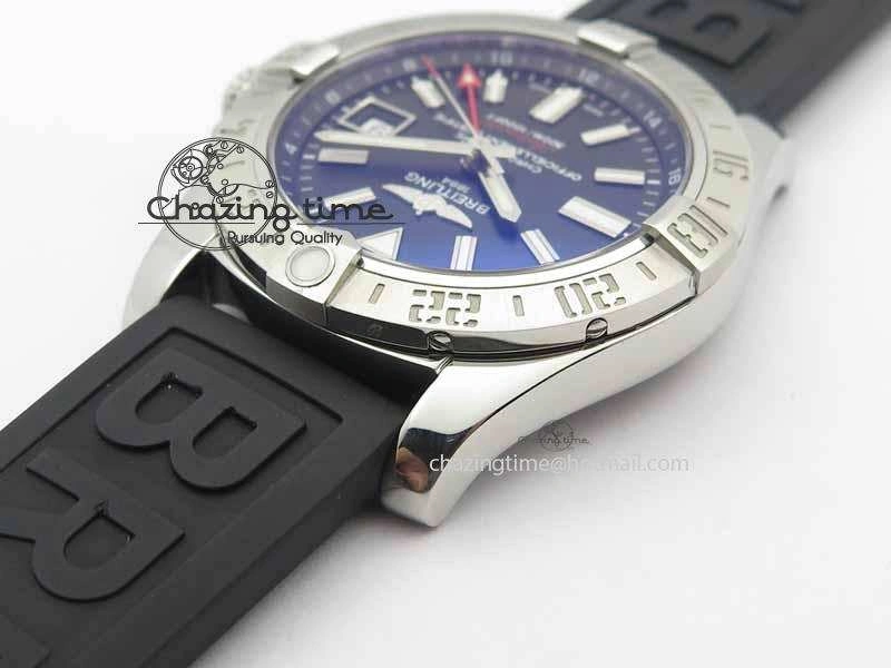 Avenger GMT SS GF 1:1 Best Edition Black Sticks Marker Dial On Rubber Strap A2836