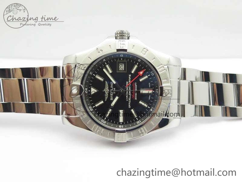 Avenger GMT SS GF 1:1 Best Edition Black Sticks Marker Dial On SS Bracelet A2836