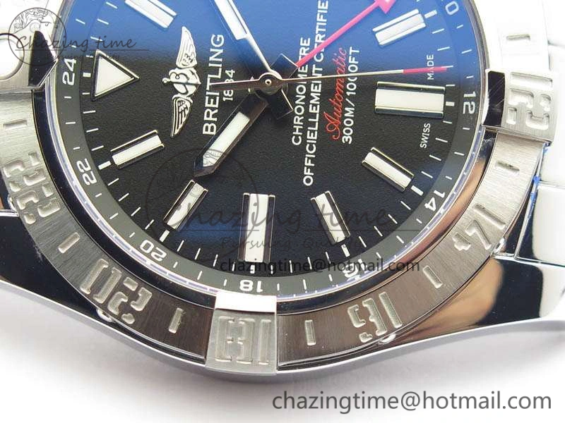 Avenger GMT SS GF 1:1 Best Edition Black Sticks Marker Dial On SS Bracelet A2836