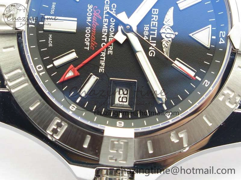 Avenger GMT SS GF 1:1 Best Edition Black Sticks Marker Dial On SS Bracelet A2836