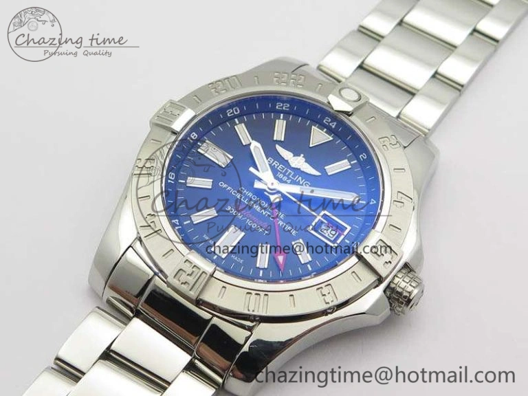 Avenger GMT SS GF 1:1 Best Edition Black Sticks Marker Dial On SS Bracelet A2836