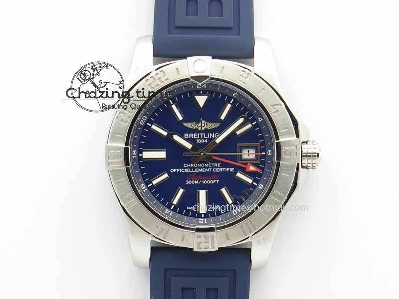 Avenger GMT SS GF 1:1 Best Edition Blue Sticks Marker Dial On Rubber Strap A2836