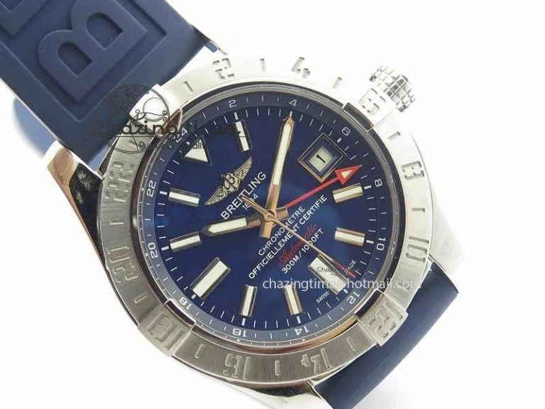 Avenger GMT SS GF 1:1 Best Edition Blue Sticks Marker Dial On Rubber Strap A2836