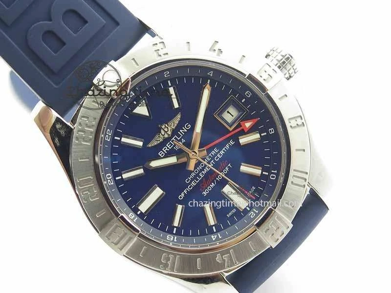 Avenger GMT SS GF 1:1 Best Edition Blue Sticks Marker Dial On Rubber Strap A2836