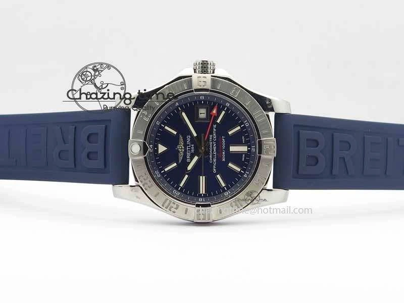 Avenger GMT SS GF 1:1 Best Edition Blue Sticks Marker Dial On Rubber Strap A2836