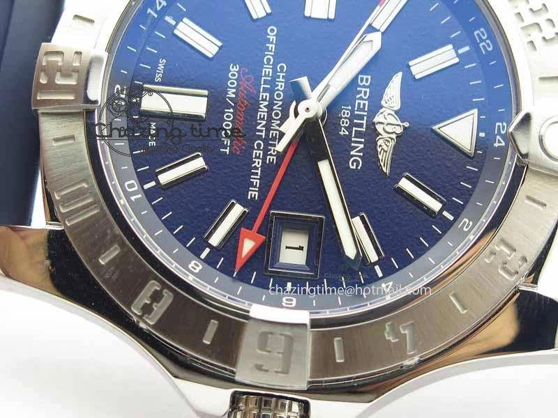 Avenger GMT SS GF 1:1 Best Edition Blue Sticks Marker Dial On Rubber Strap A2836