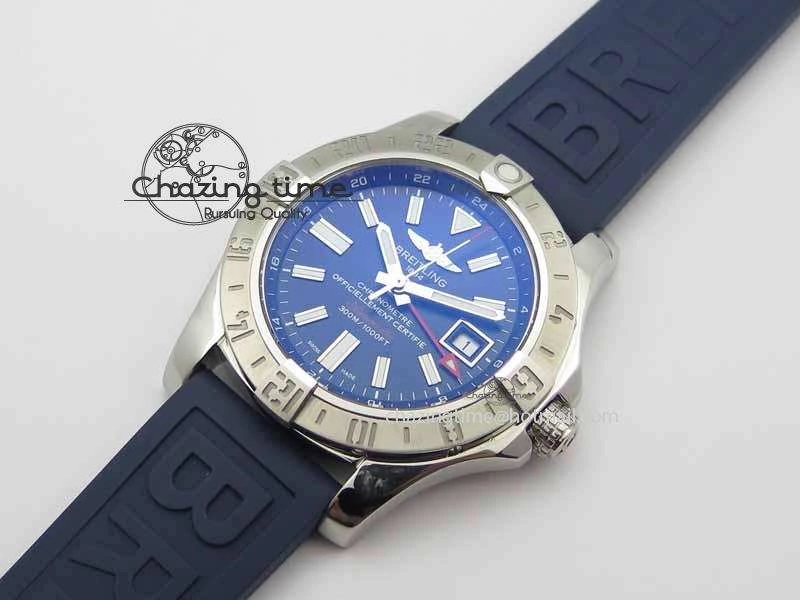 Avenger GMT SS GF 1:1 Best Edition Blue Sticks Marker Dial On Rubber Strap A2836