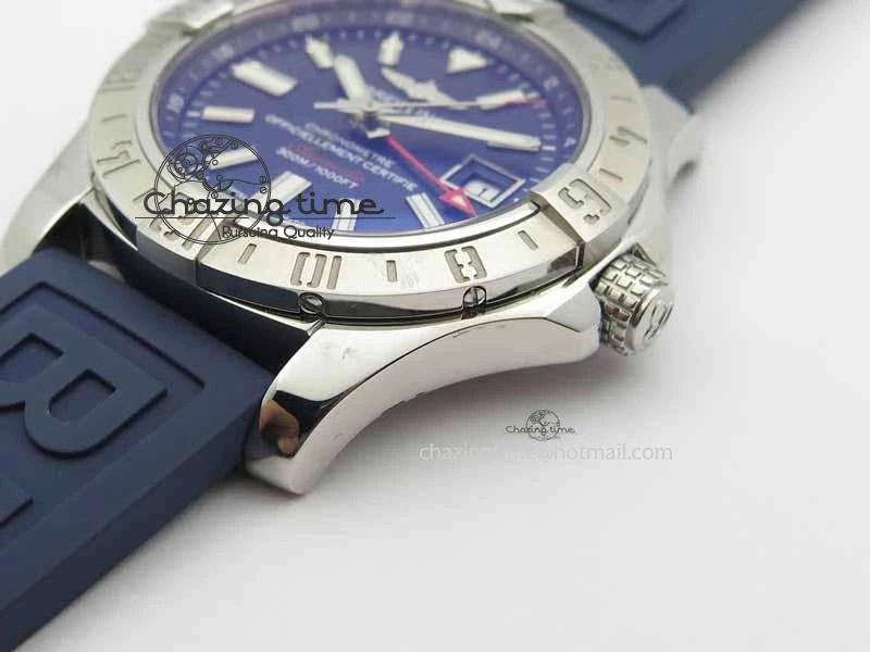 Avenger GMT SS GF 1:1 Best Edition Blue Sticks Marker Dial On Rubber Strap A2836