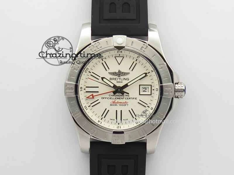 Avenger GMT SS GF 1:1 Best Edition White Sticks Marker Dial On Rubber Strap A2836