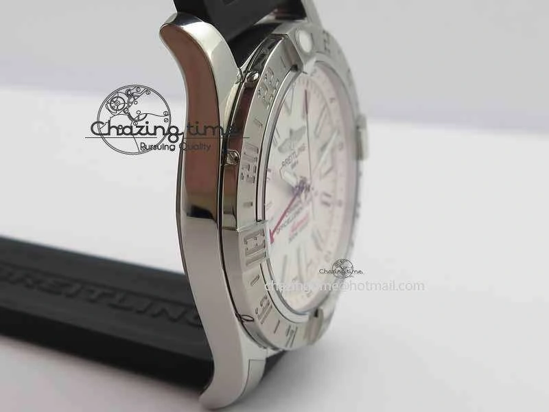 Avenger GMT SS GF 1:1 Best Edition White Sticks Marker Dial On Rubber Strap A2836