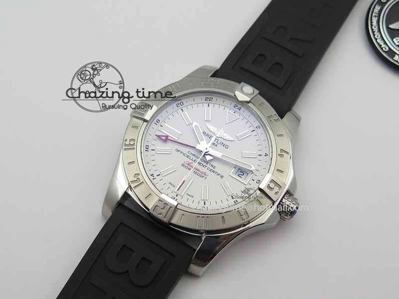 Avenger GMT SS GF 1:1 Best Edition White Sticks Marker Dial On Rubber Strap A2836