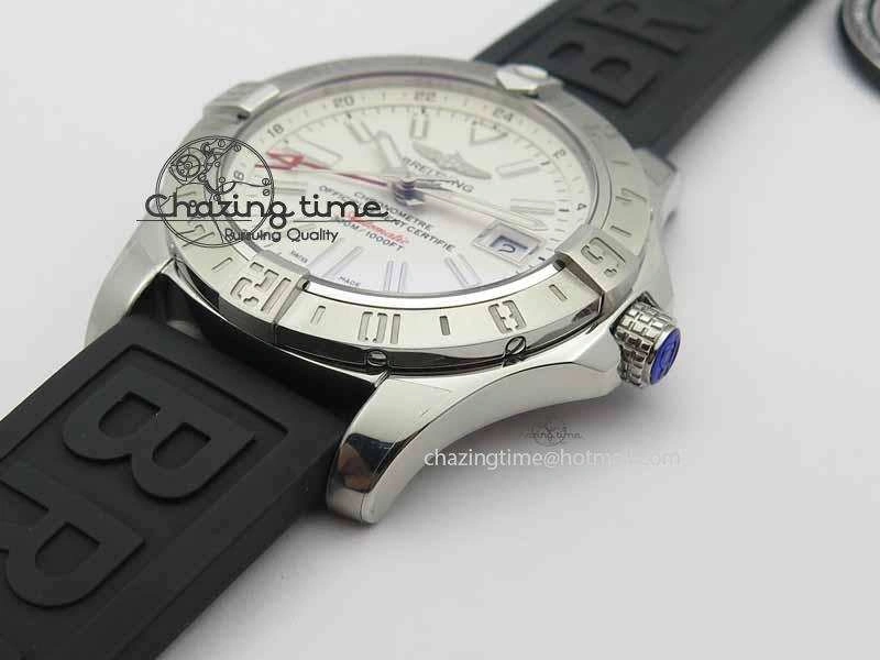 Avenger GMT SS GF 1:1 Best Edition White Sticks Marker Dial On Rubber Strap A2836