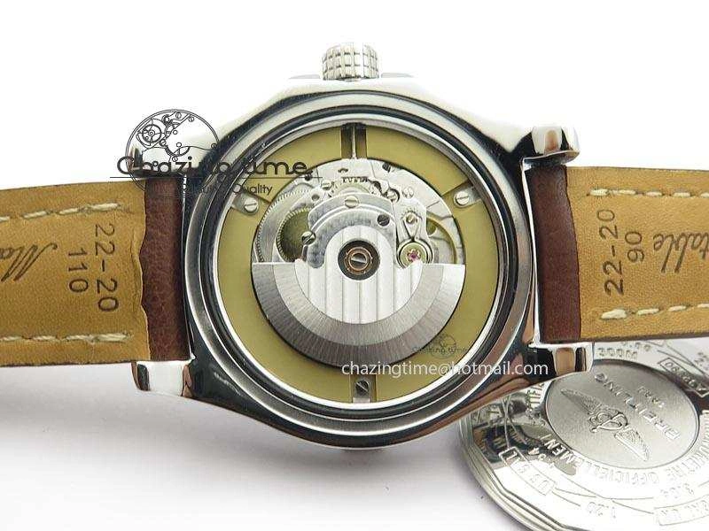 Avenger II GMT SS Black Dial Arabic Numerals Markers On Leather Strap A2836