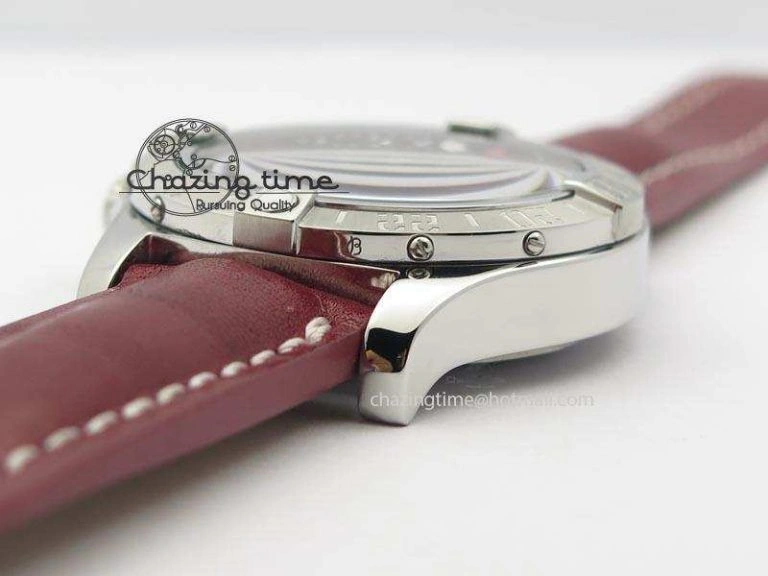 Avenger II GMT SS Black Dial Arabic Numerals Markers On Leather Strap A2836